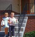 0230-first day of kindergarten 1955 Judy, Richard